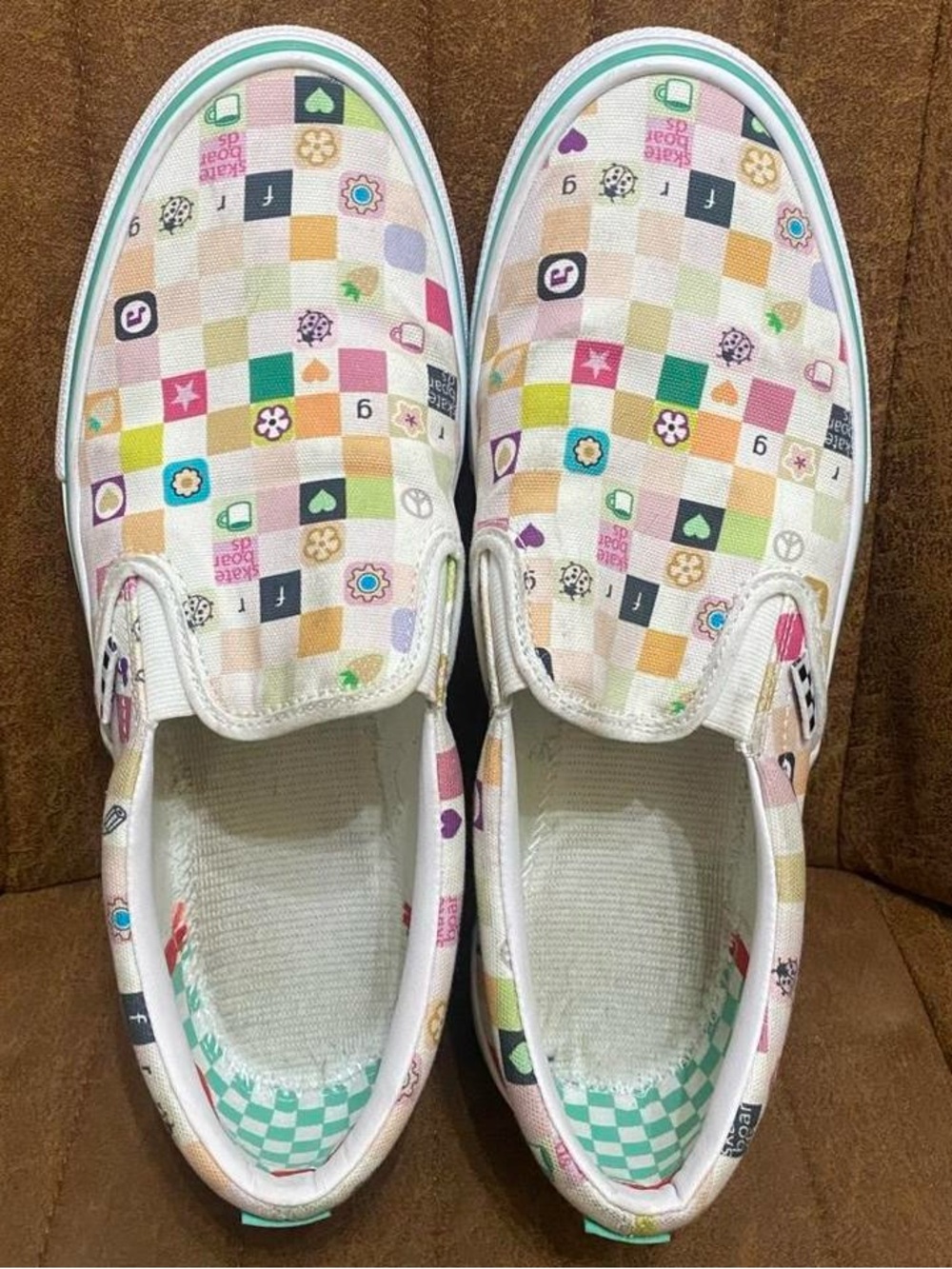 Vans Pastel Multi-Color Checkerboard Slip-On Loafers